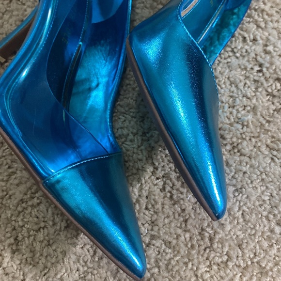 Kenneth Cole NEW electric blue turquoise transparent pumps heels size 7.5 - Picture 3 of 11